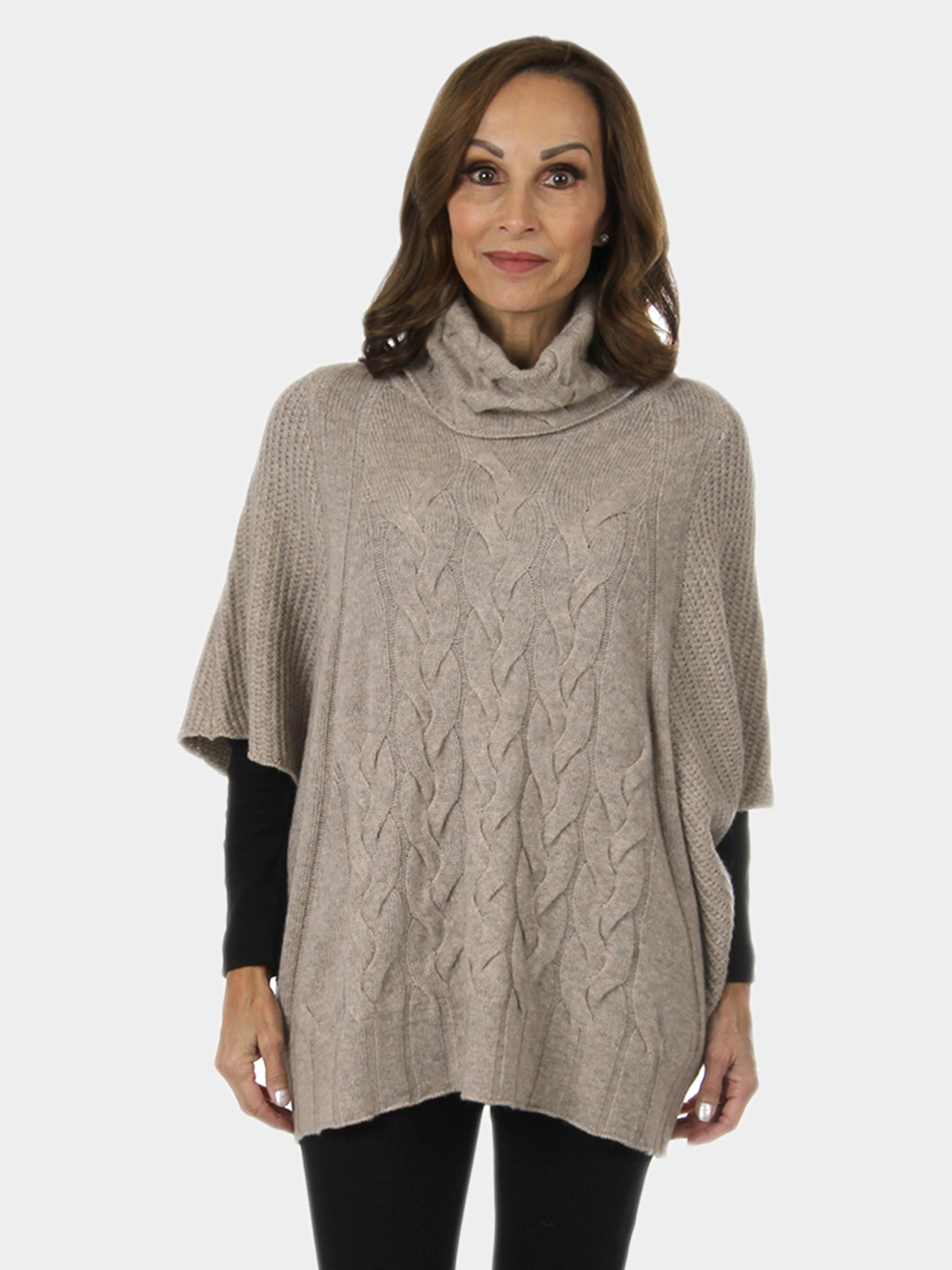 Woman's Beige Cashmere Cowl Neck Pullover