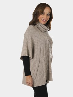 Woman's Beige Cashmere Cowl Neck Pullover