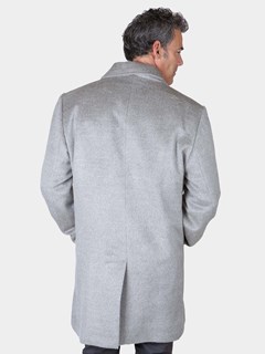 Man's Light Grey Alpaca 3/4 Coat