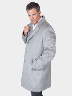 Man's Light Grey Alpaca 3/4 Coat