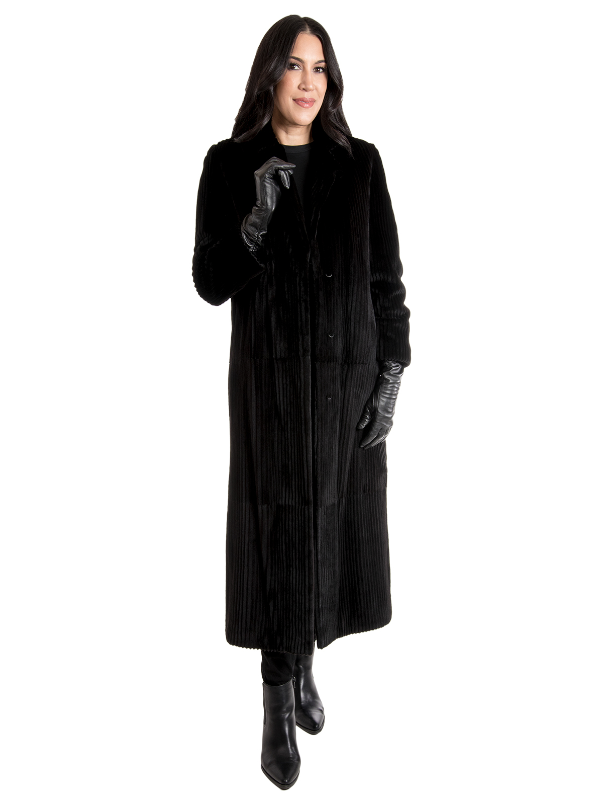 Women's Black Sheared Mink Fur Coat