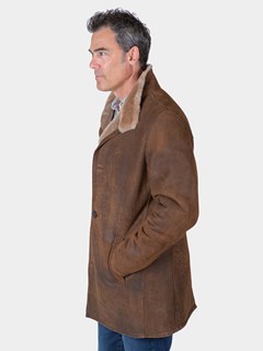 Man's Vintage Chestnut Shearling 3/4 Coat