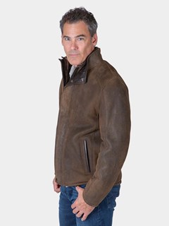 Man's Vintage Brown Shearling Lamb Jacket