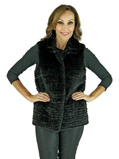 Gorski Woman's Petite Black Mink Fur Vest 