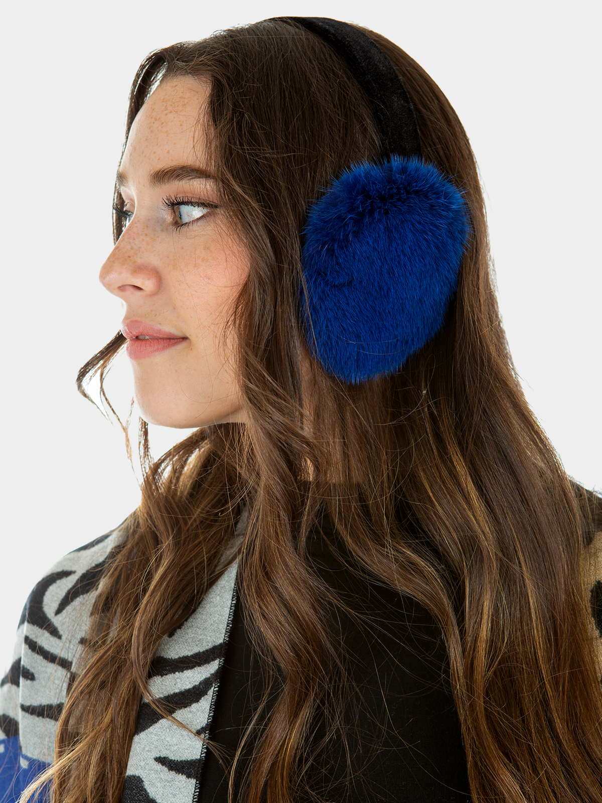Woman's Electric Blue Mink Fur Earmuffs