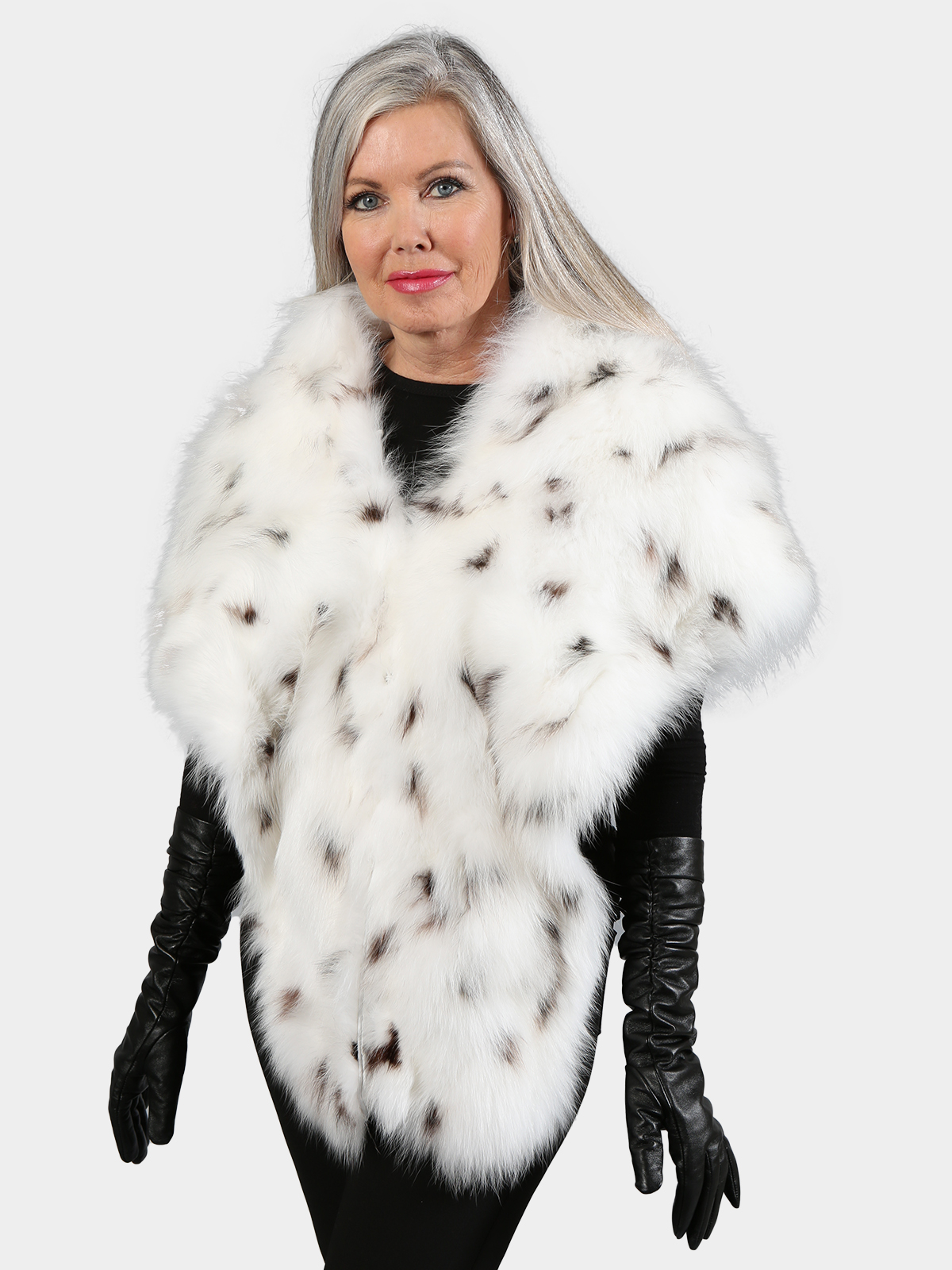 Woman's White and Black Fox Fur Stole