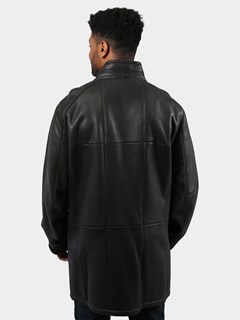 Man's Black Shearling Leather Coat