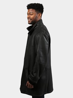 Man's Black Shearling Leather Coat