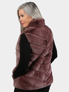 Woman's Burgundy Rex Rabbit Fur Vest