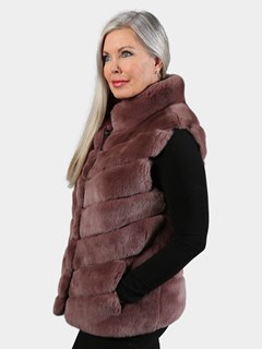 Woman's Burgundy Rex Rabbit Fur Vest