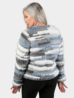 Woman's Blue/Gray Woven Wool and Mink Jacket