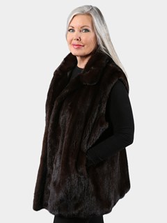 Woman's Mahogany Mink Fur Reversible Vest