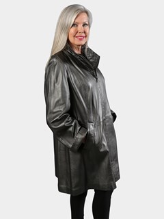 Woman's Silver Lambskin Leather Stroller