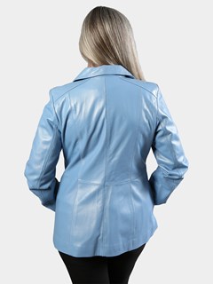 Woman's Sky Blue Lambskin Leather Jacket