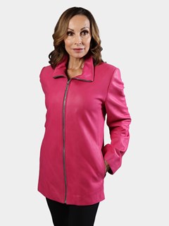 Woman's Fuchsia Leather Jacket