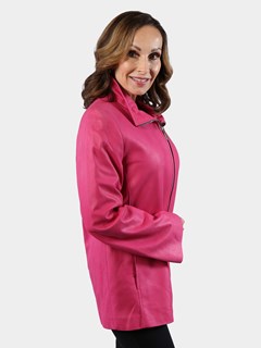 Woman's Fuchsia Leather Jacket