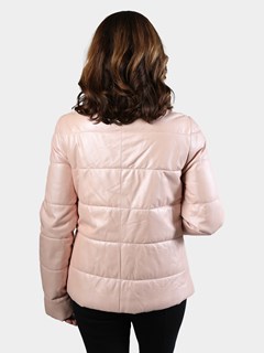 Woman's Pink Leather Quilted Jacket