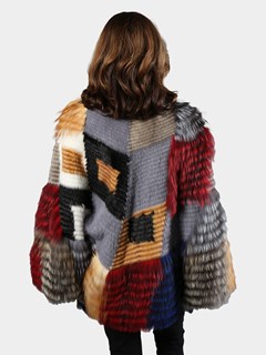 Woman's Multicolored Mink and Fox Fur Cape