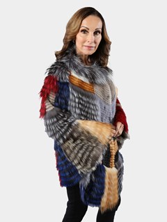 Woman's Multicolored Mink and Fox Fur Cape