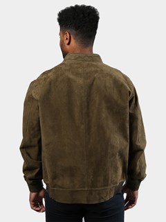 Man's Olive Suede Leather Jacket Reversing to Napa Leather