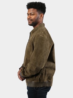 Man's Olive Suede Leather Jacket Reversing to Napa Leather