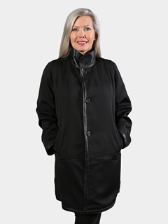 Woman's Black Lambskin and Fabric Stroller