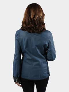 Woman's Mosaic Blue Reversible Leather Jacket