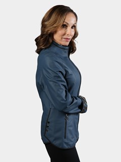 Woman's Mosaic Blue Reversible Leather Jacket