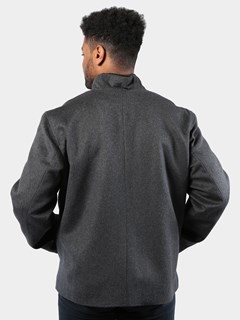Man's Gray Wool Jacket with Black Astra Shearling Lining