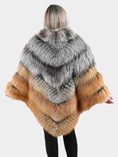 Woman's Silver and Red Fox Fur Cape