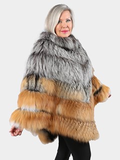 Woman's Silver and Red Fox Fur Cape