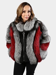 Day Furs Inc. Woman's Black Knit Rex Rabbit Fur Jacket