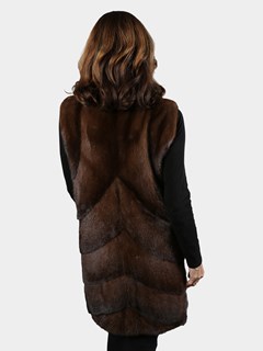 Woman's Brown Diagonal Mink Fur Vest