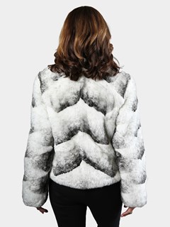 Woman's Cross Dyed Rex Rabbit Fur Jacket