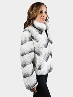 Woman's Cross Dyed Rex Rabbit Fur Jacket