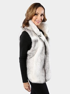 Woman's Black Cross Mink Fur Vest