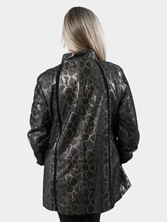 Woman's Tapestry and Black Leather and Suede Jacket