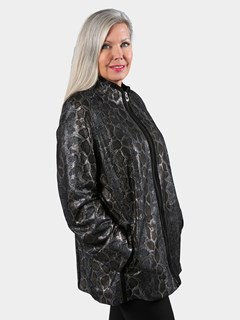 Woman's Tapestry and Black Leather and Suede Jacket