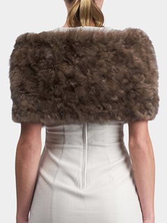 Woman's Brown Knit S-Cut Sable Fur Neck Warmer