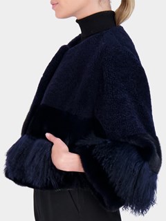 Woman's Navy Lamb and Mink Fur Jacket