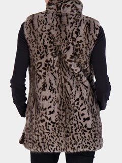 Woman's Brown Animal Print Mink Fur Vest