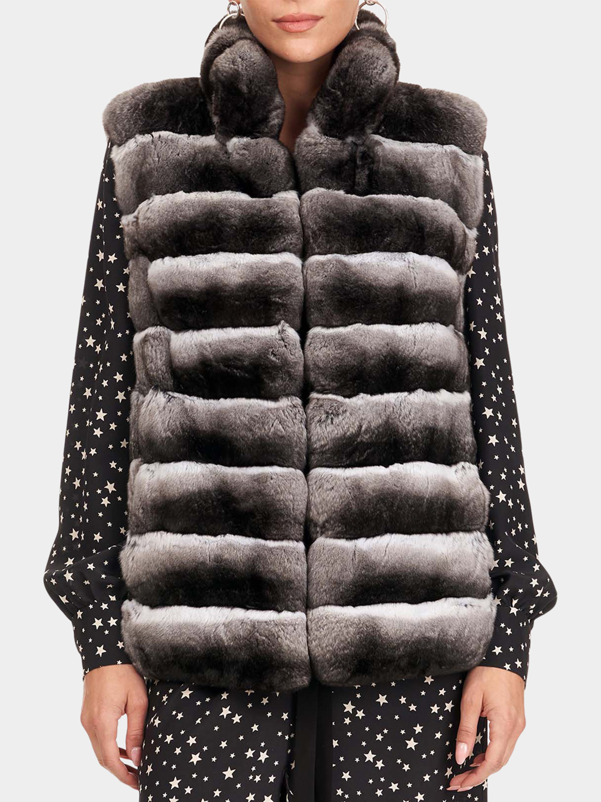 Woman's Chinchilla Fur Horizontal Vest