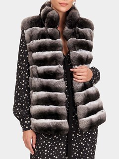 Woman's Chinchilla Fur Horizontal Vest