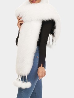 Women's White Feathered Shadow Fox Fur Boa - Day Furs