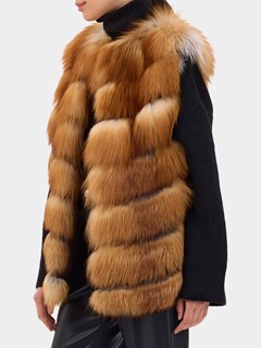 Woman's Gorski Gold Fox Fur Chevron Vest
