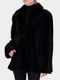 Woman's Dark Brown Sheared Mink Fur Jacket