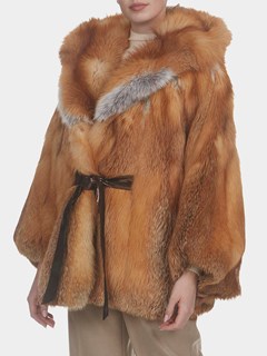 Woman's Natural Red Fox Fur Parka