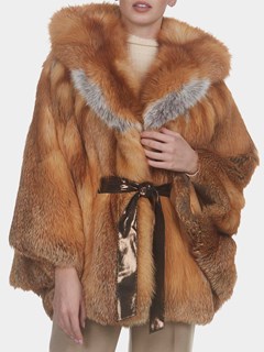 Woman's Natural Red Fox Fur Parka