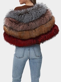 Woman's Gorski Multicolor Silver Fox Fur Stole