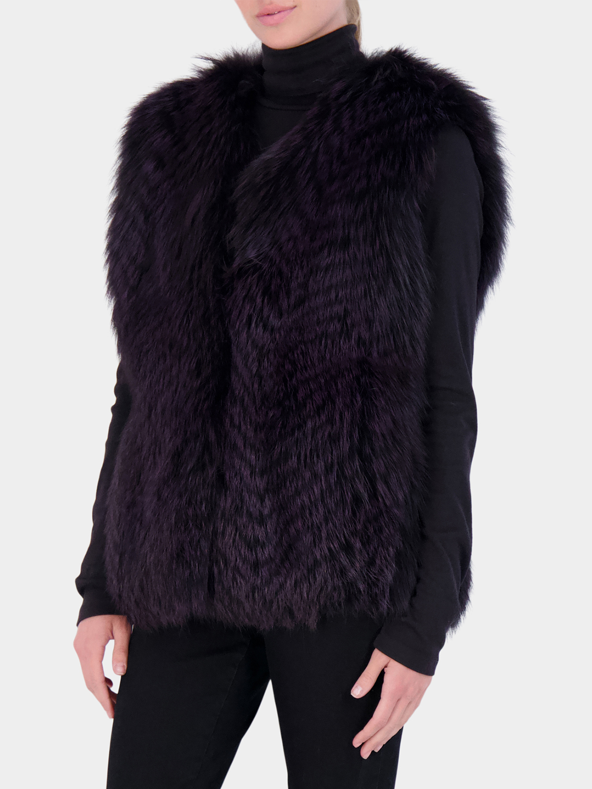 Woman's Purple Fox Fur Vest